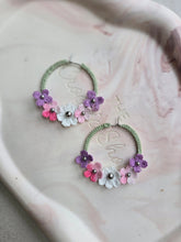 Load image into Gallery viewer, Handmade crochet loop floral earrings