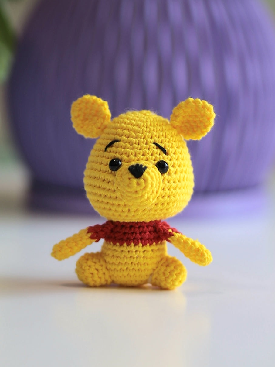 Happy yellow bear and friends keychain/ornament