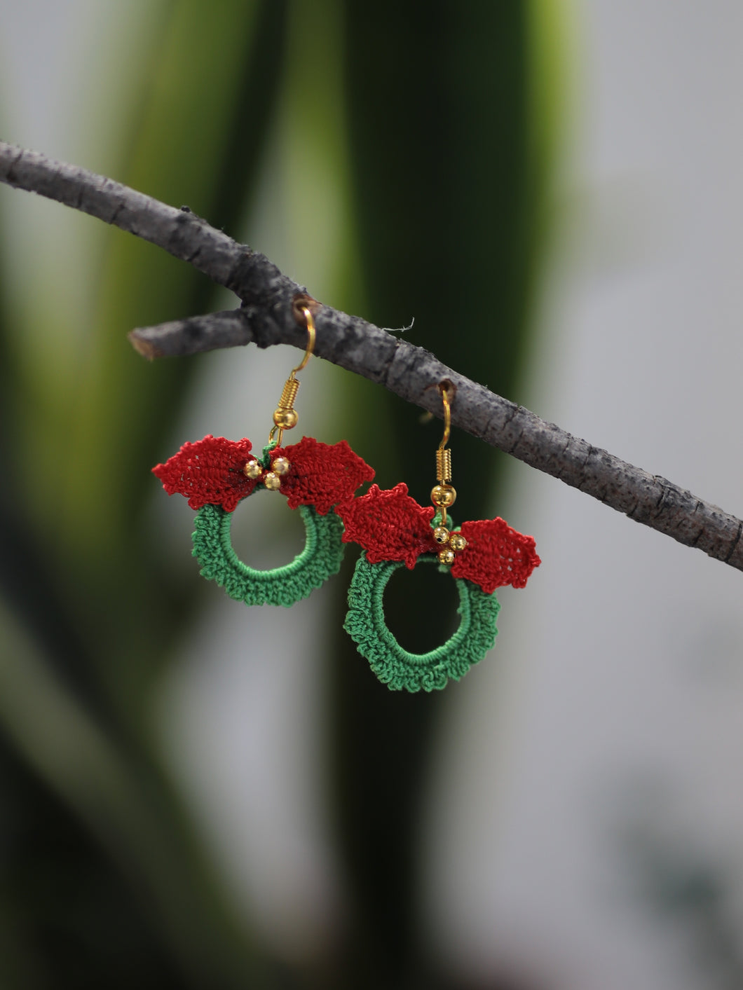 Christmas wreath earrings