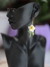 Load image into Gallery viewer, White trillium dangle earrings
