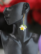 Load image into Gallery viewer, White trillium dangle earrings
