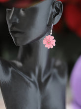 Load image into Gallery viewer, Dusty rose floral dangle earrings
