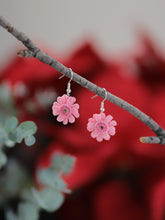 Load image into Gallery viewer, Dusty rose floral dangle earrings

