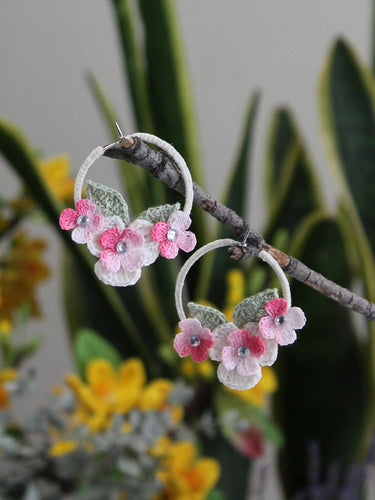 Handmade crochet loop floral earrings