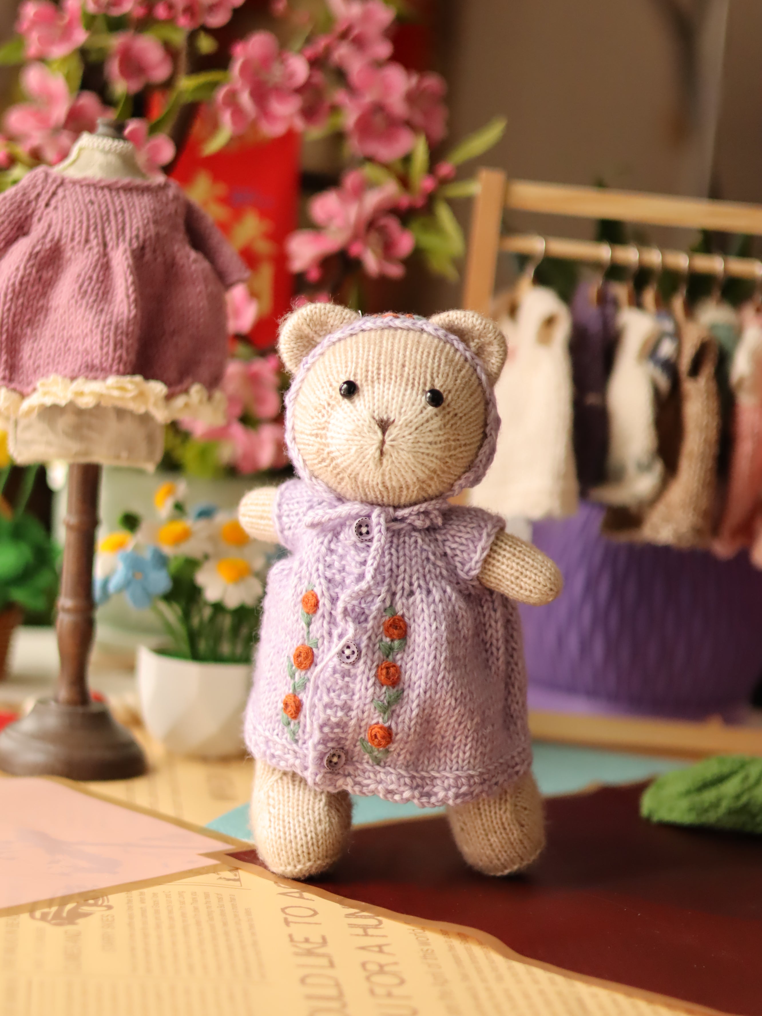 TEDDY BEAR HAND KNIT TOPS ベージュ01 seoul-teddy-bear-jacquard-