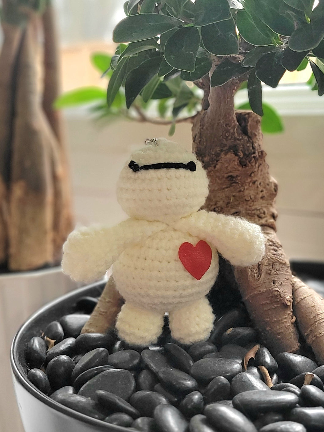 Cute white healthcare robot keychain